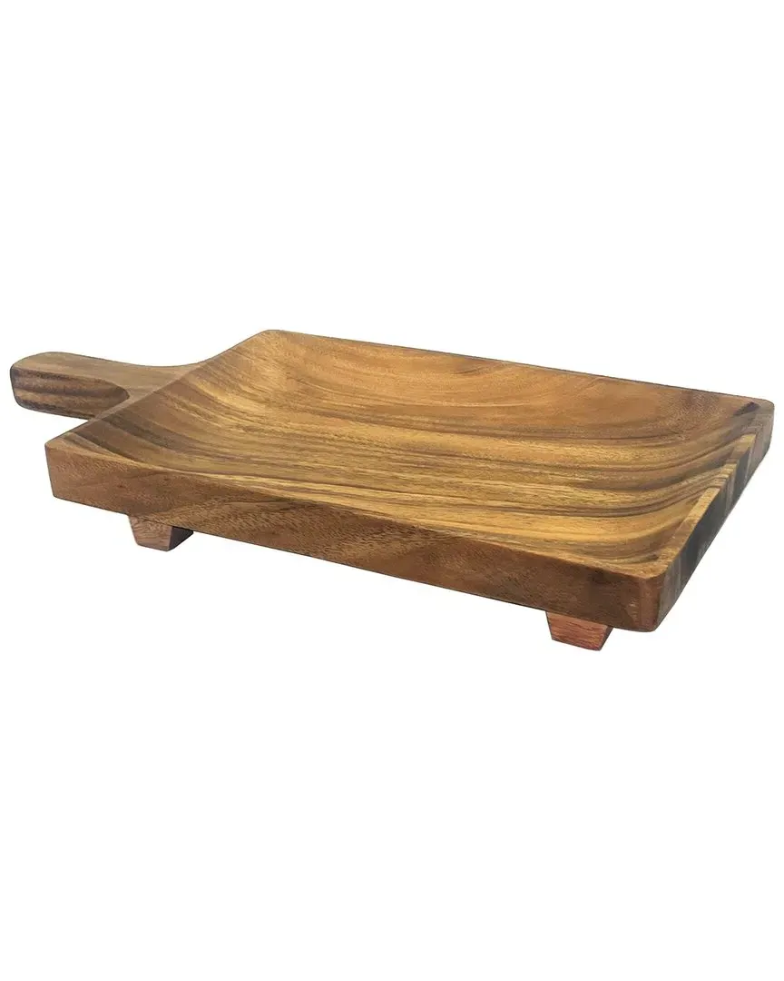Acacia Wood Footed Paddle Board Serving Tray - Natural image