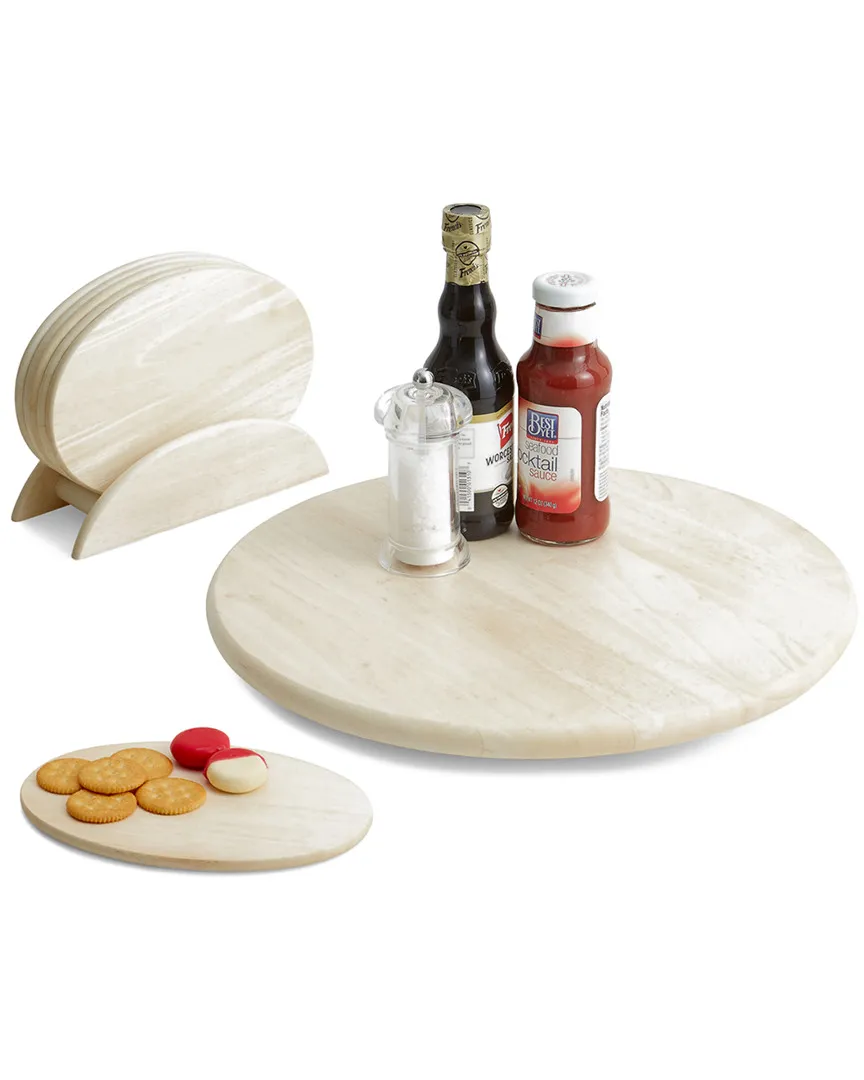 Lazy Susan with 7pc Oval Board Serving Tray Set