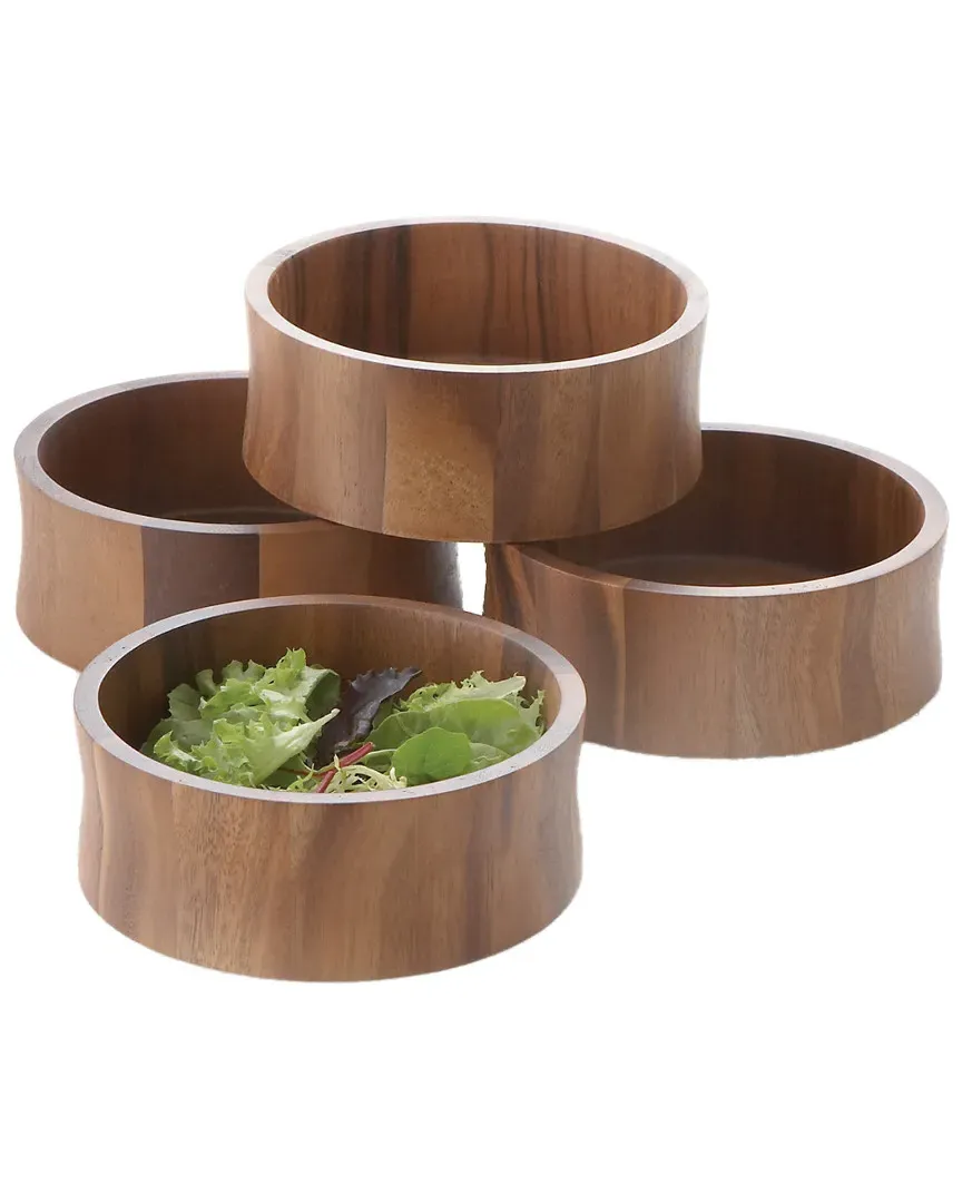 Set of 4 Salad Bowls - Brown, Acacia image