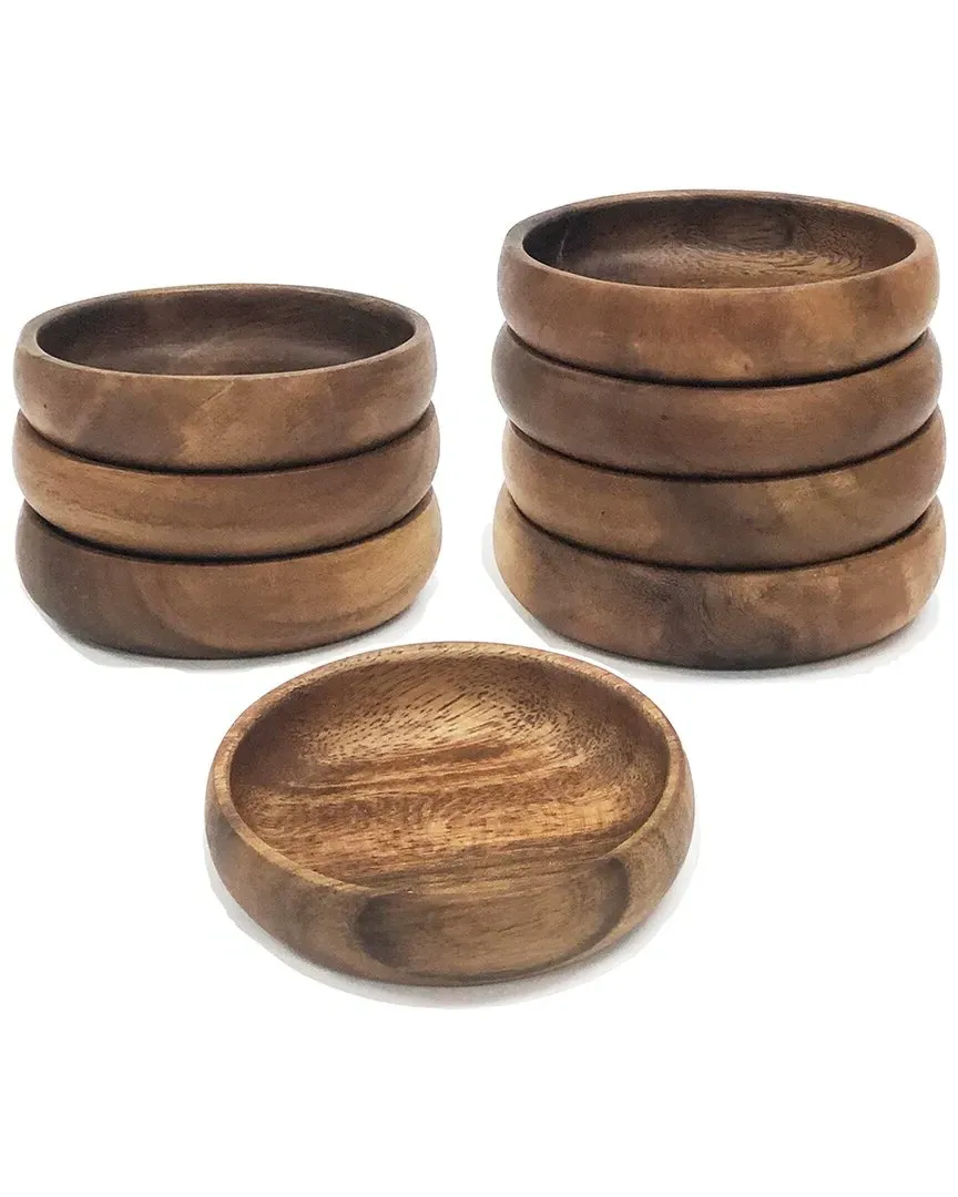 Set of 8 Acacia Wood Bowls image