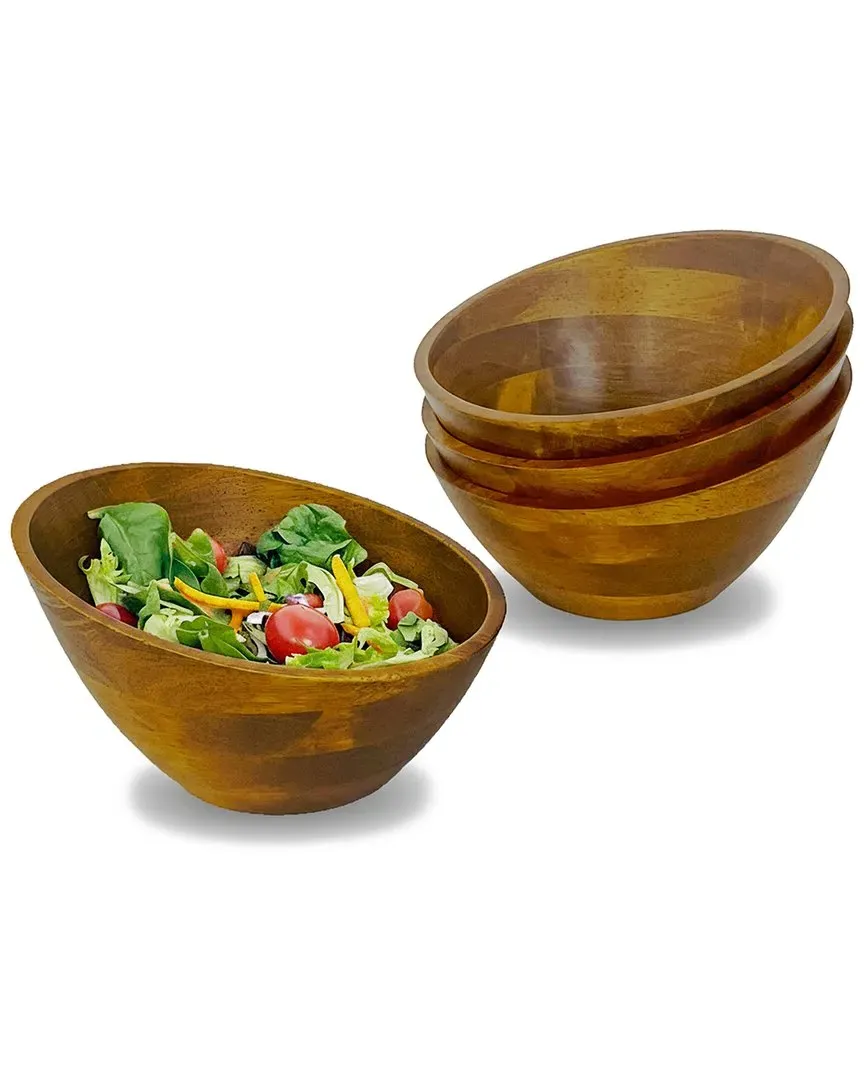 Set of Four 7in Salad Bowls - Rubberwood
