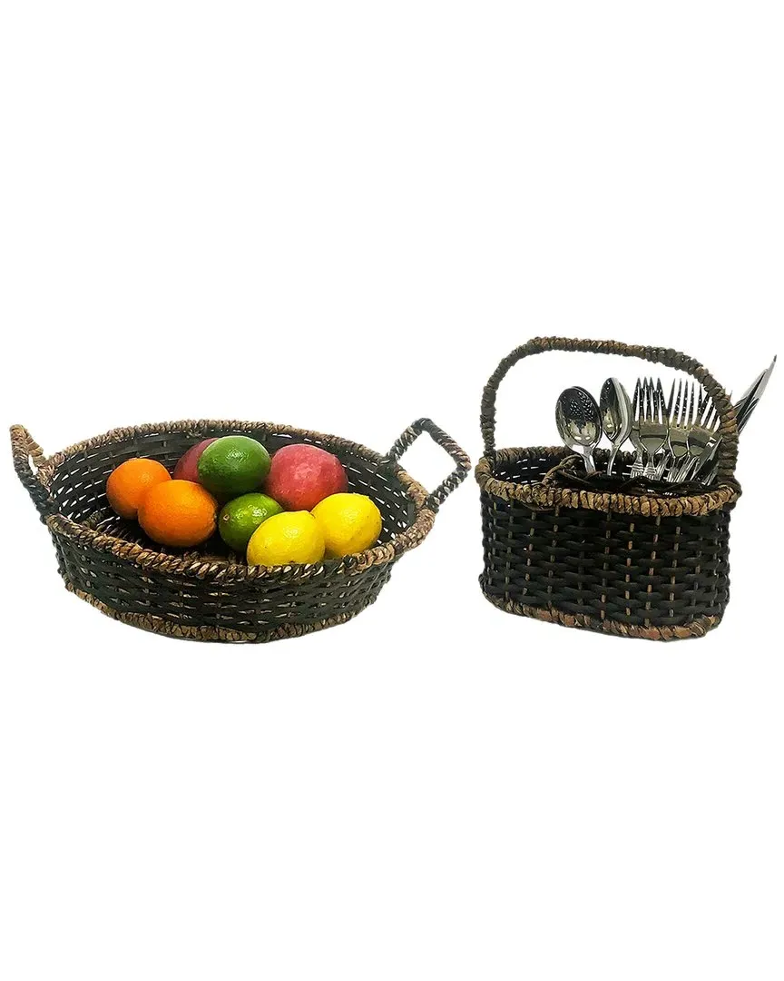 Woodard & Charles 2-Piece Entertaining Set - Brown, Sea Grass image