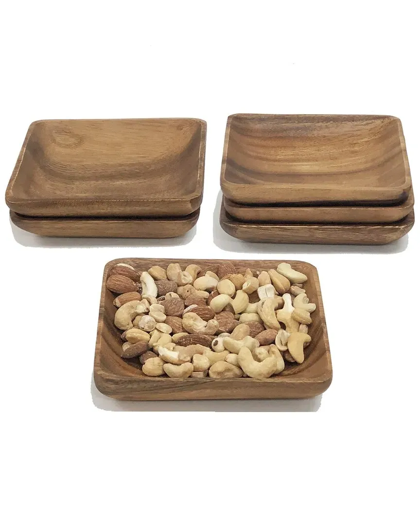 Woodard & Charles 6 Piece Square Tray Set - Acacia Wood image