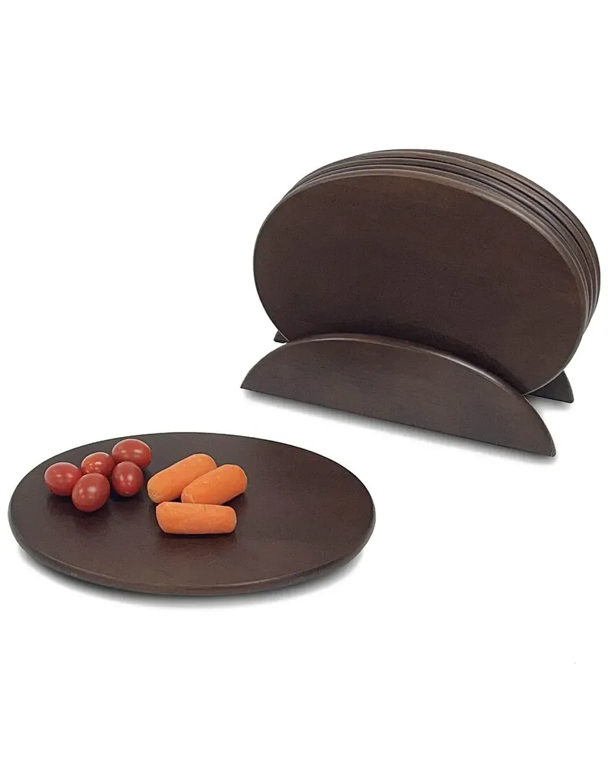 Woodard & Charles Oval Serving Tray Set - Brown, Rubber Wood image