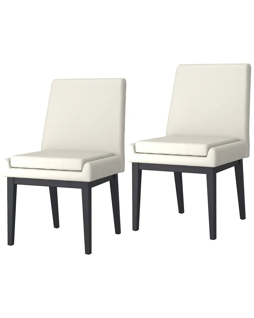 Set of 2 Dining Chairs - Beige, Faux Leather image