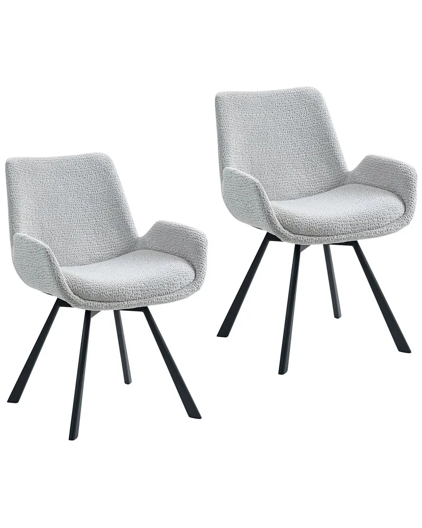 Set of 2 Swivel Dining Chairs - Grey, Chenille