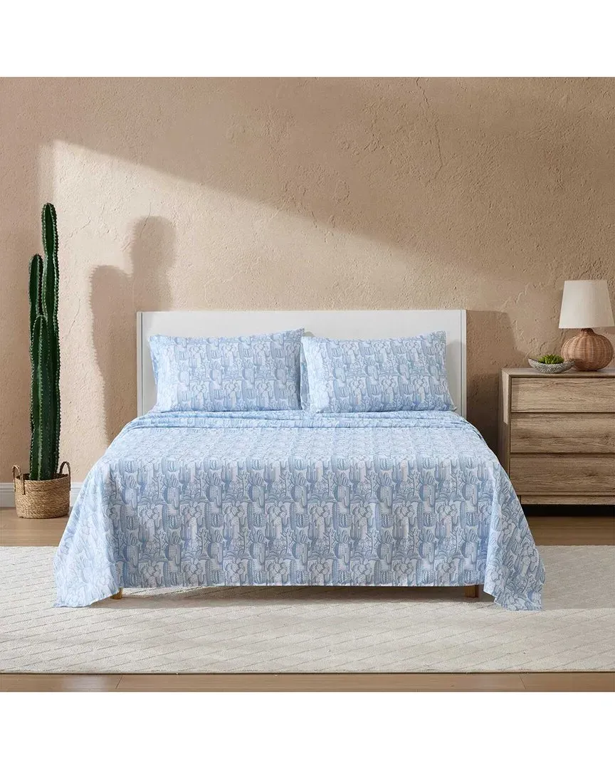 Cactus Toile Ultra Soft Sheet Set - Blue, Polyester