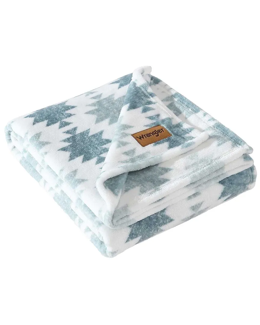 Canyon Ikat Plush Fleece Reversible Throw Blanket - Chambray image