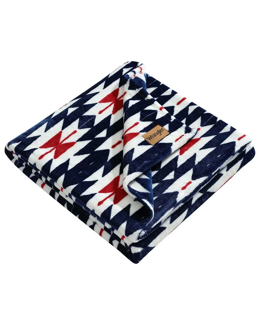 Navajo Reversible Throw Blanket - Blue, Polyester