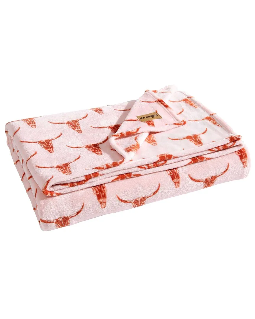 Steer Head Plush Fleece Blanket - Terracotta, Polyester