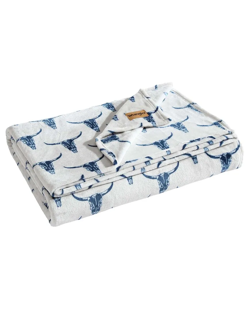 Steer Head Reversible Throw Blanket - Dark Blue, Polyester image