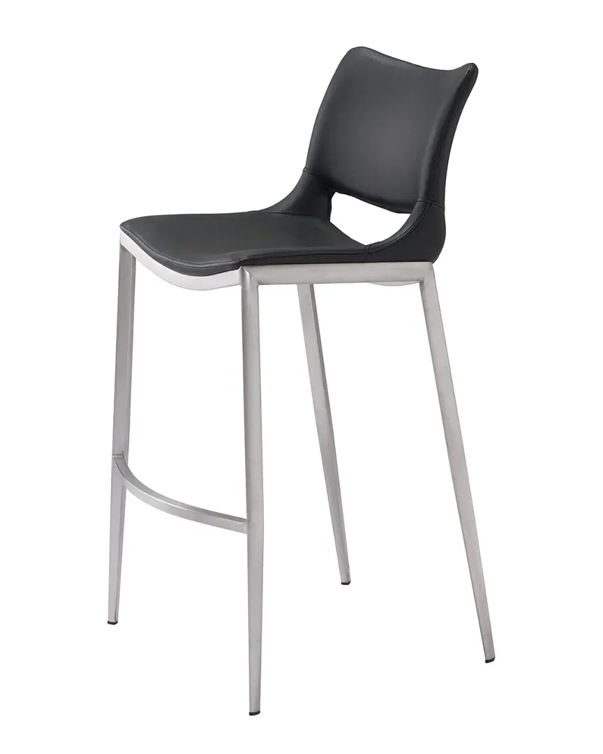 Ace Set of 2 Bar Chairs - Black, Faux Leather