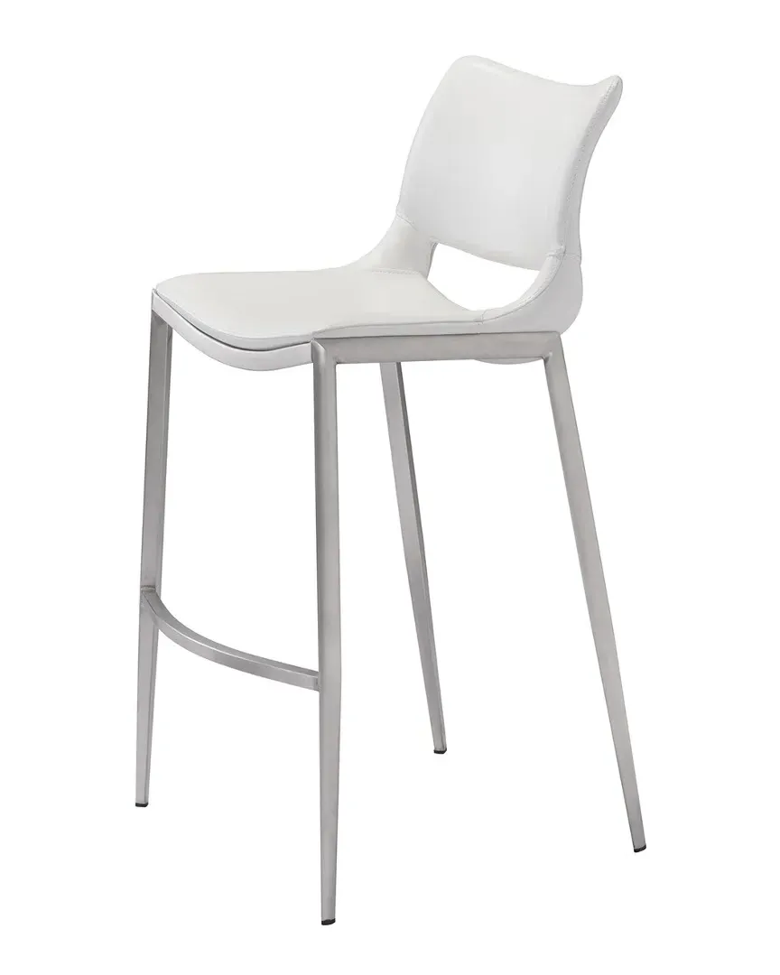 Ace Set of 2 Bar Chairs - White, Faux Leather