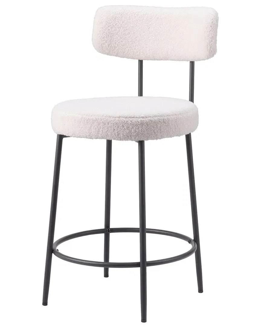 Blanca Set of 2 Counter Stools - Ivory, Polyester