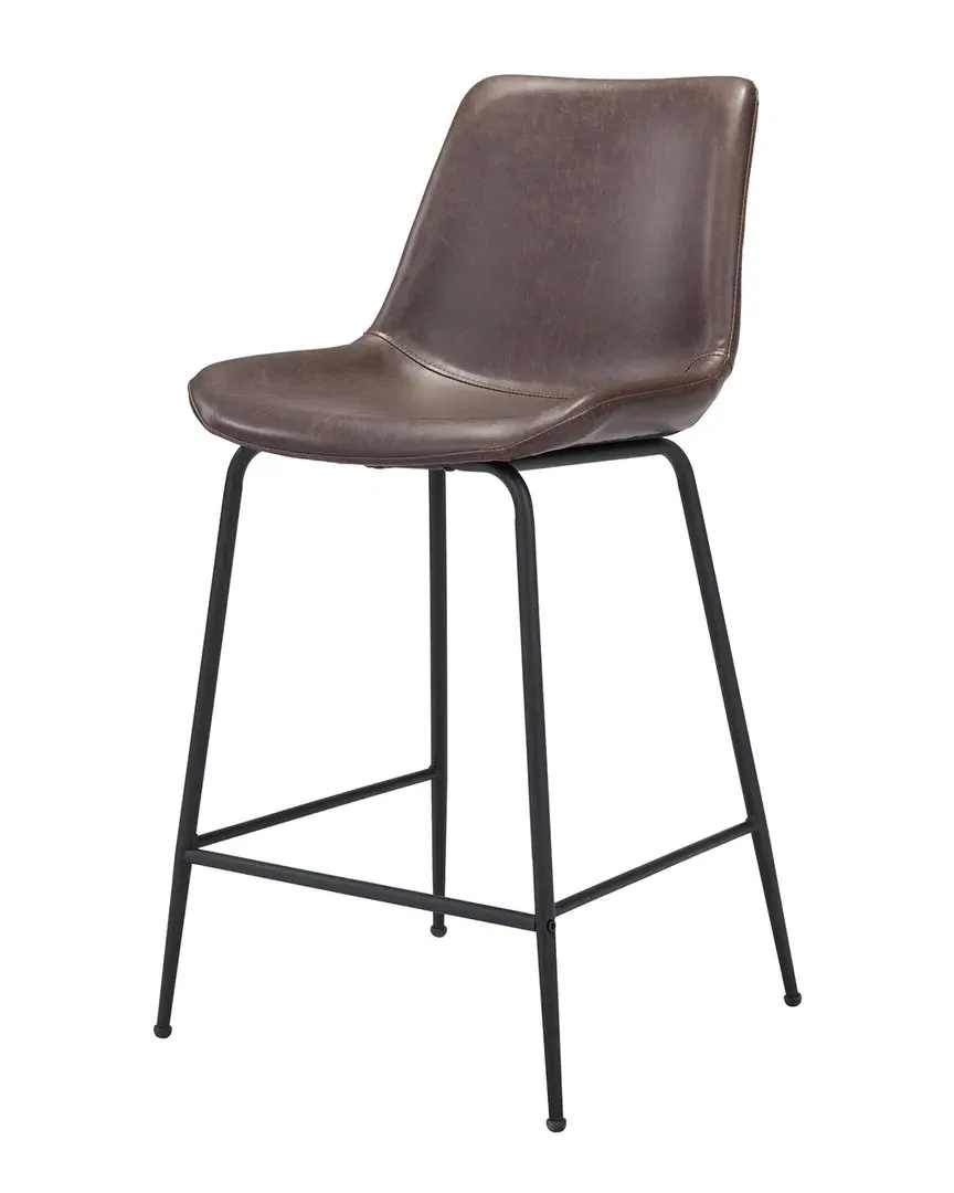 Byron Counter Chair - Brown, Vinyl