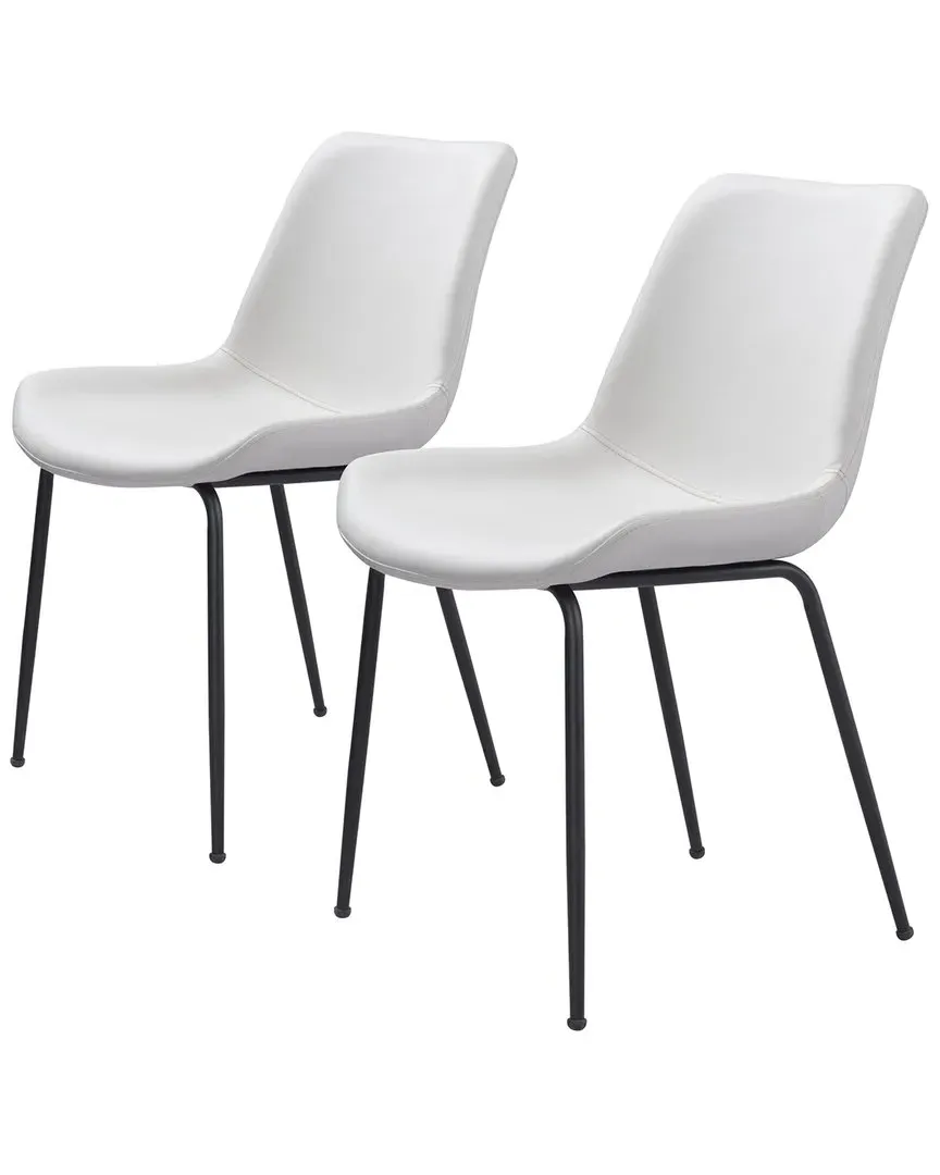 Byron Dining Chair Set of 2 - White, Vinyl image
