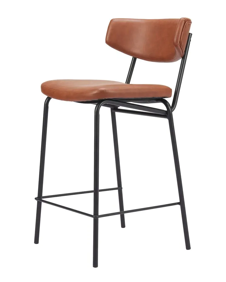 Charon Counter Stools Set of 2 - Vintage Brown, Vinyl image