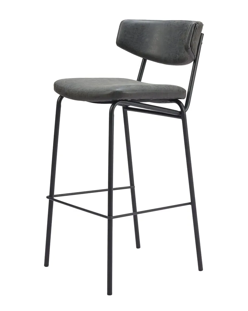 Charon Set of 2 Barstools - Vintage Black, Vinyl image