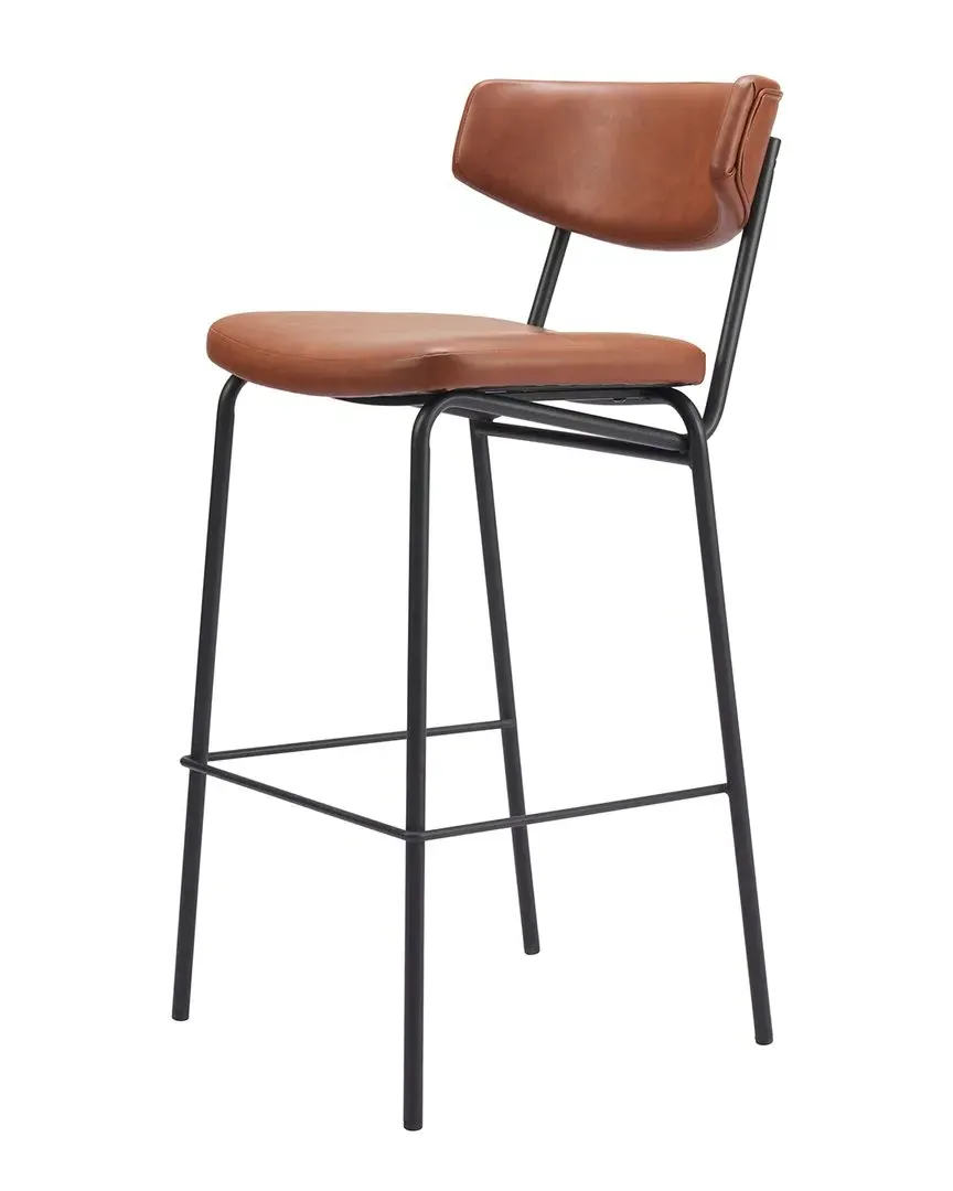 Charon Set of 2 Barstools - Vintage Brown, Vinyl