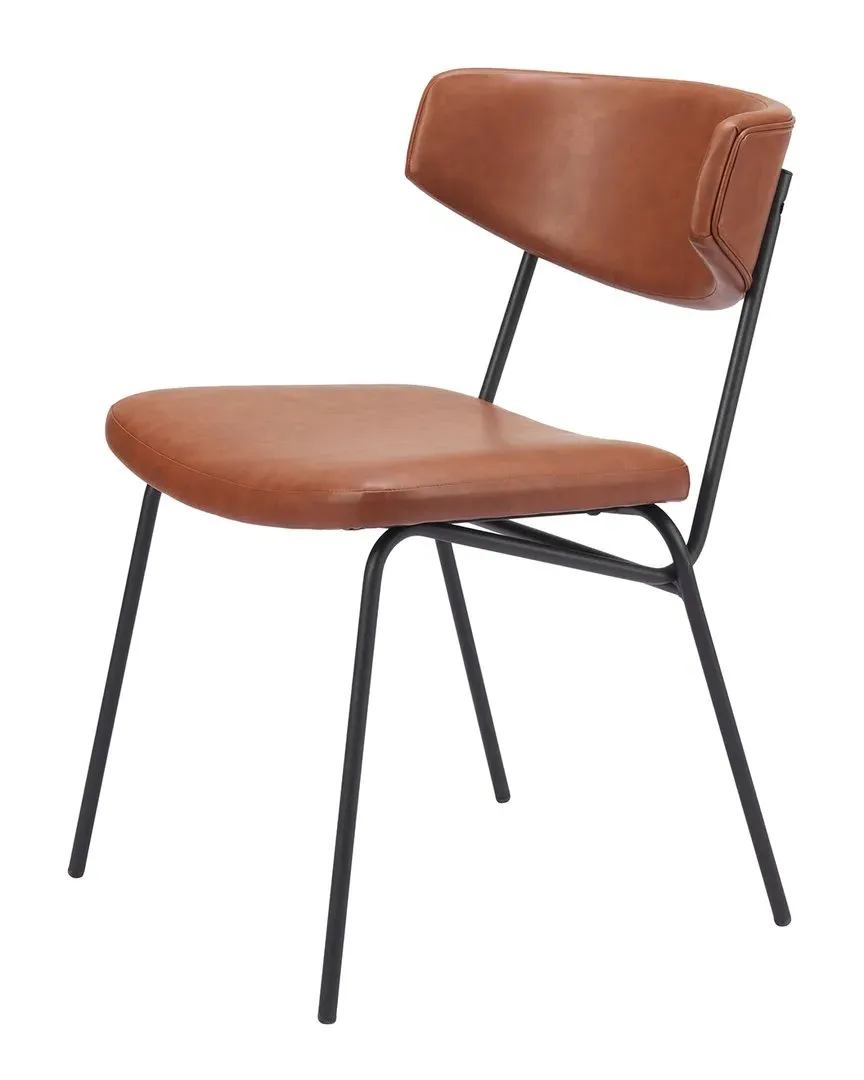 Charon Set of 2 Dining Chairs - Vintage Brown, Vinyl