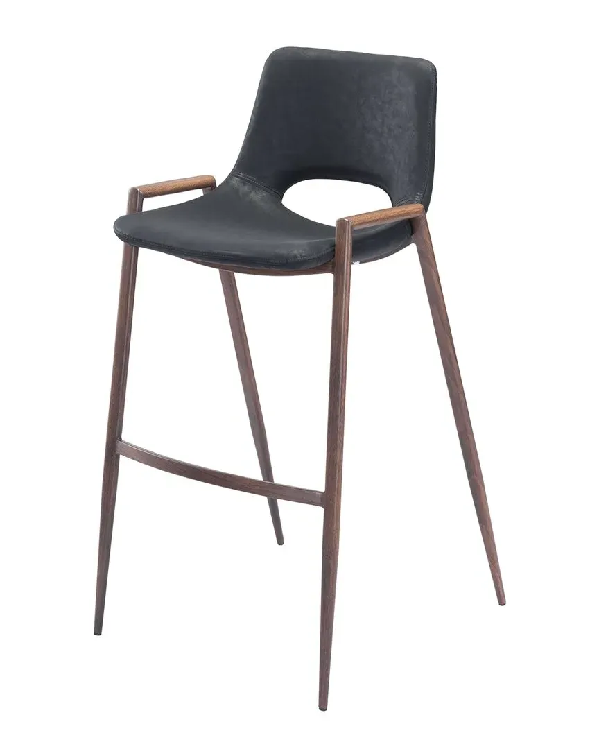 Desi Bar Chair Set of 2 - Black, Vinyl
