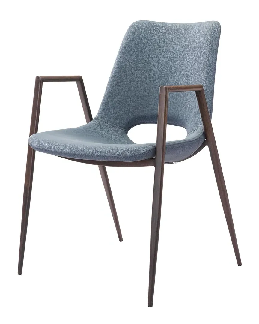 Desi Dining Chairs Set of 2 - Grey, Vinyl