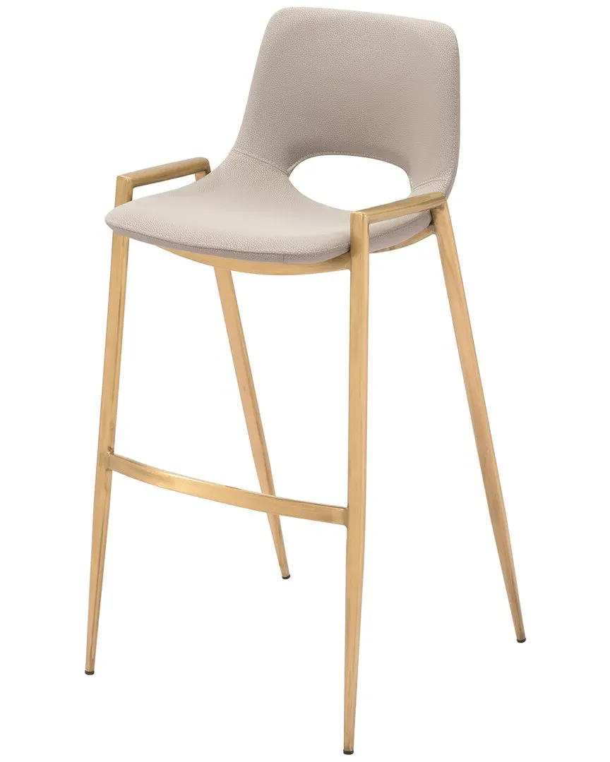 Desi Set of 2 Barstool - Beige, Faux Leather