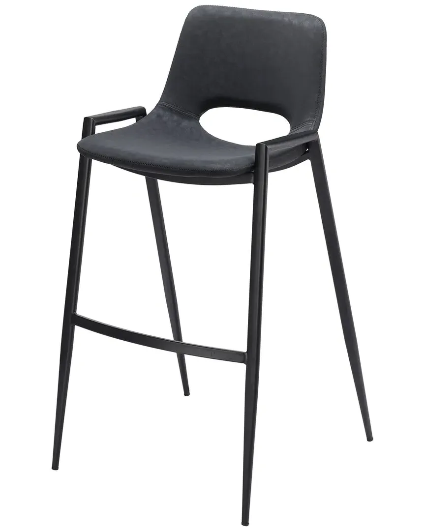 Desi Set of 2 Barstool - Black, Faux Leather image