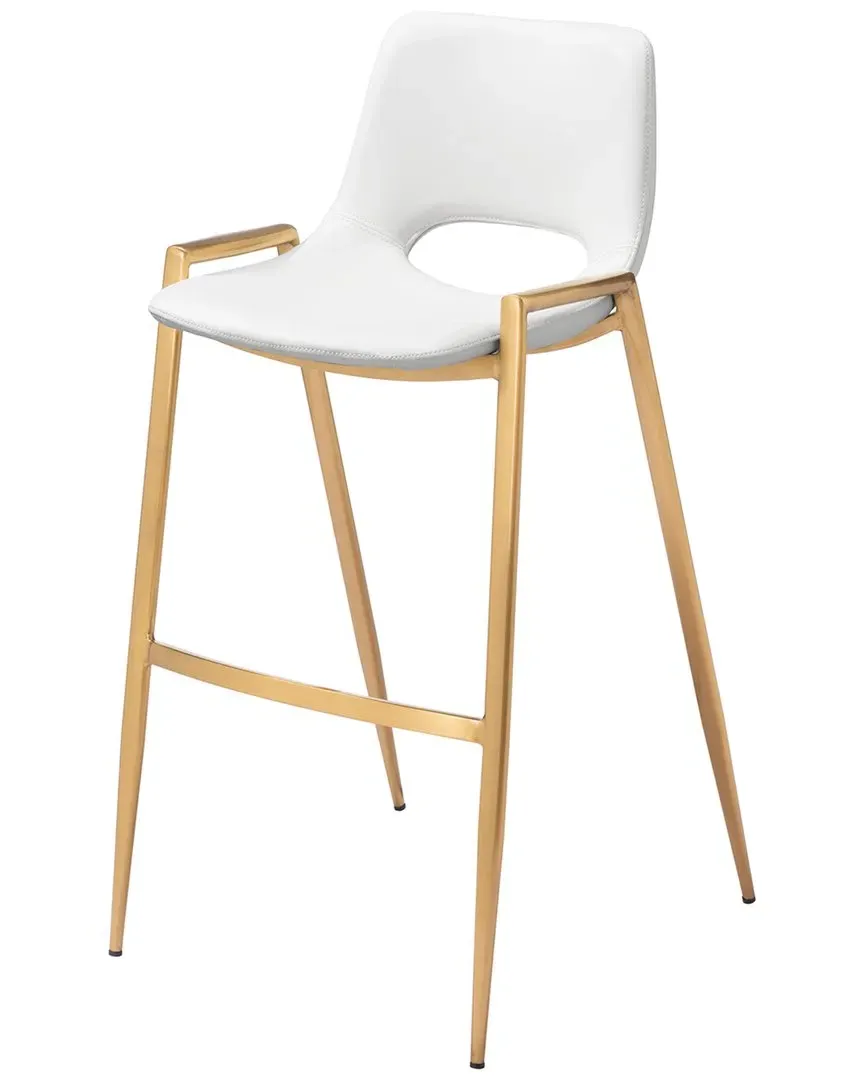 Desi Set of 2 Barstool - White, Faux Leather