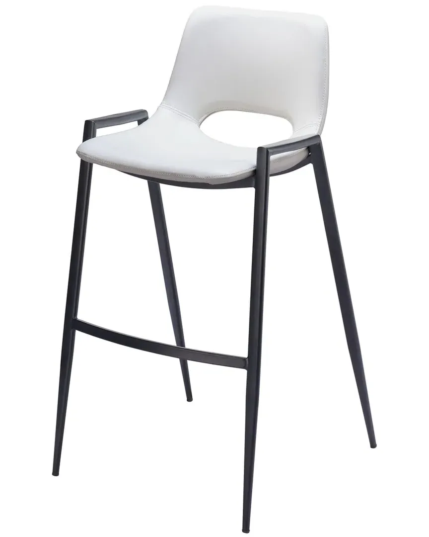 Desi Set of 2 Barstool - White, Faux Leather