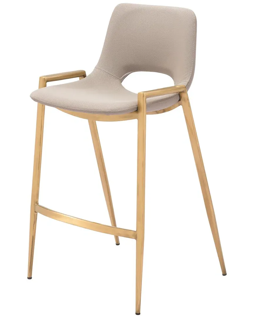 Desi Set of 2 Counter Stools - Beige, Faux Leather