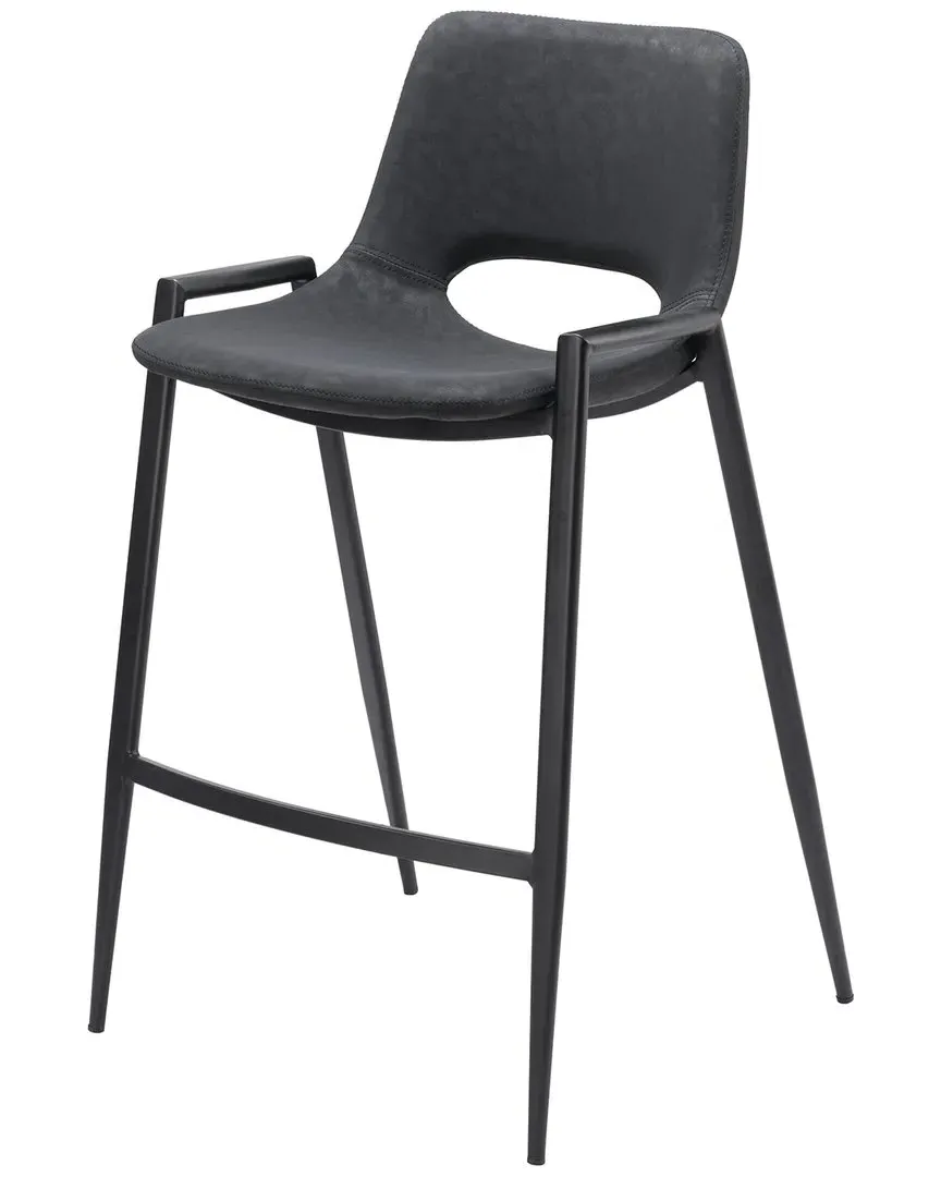 Desi Set of 2 Counter Stools - Black, Faux Leather image