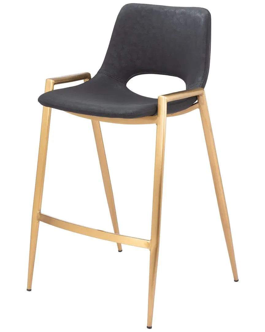 Desi Set of 2 Counter Stools - Black, Faux Leather