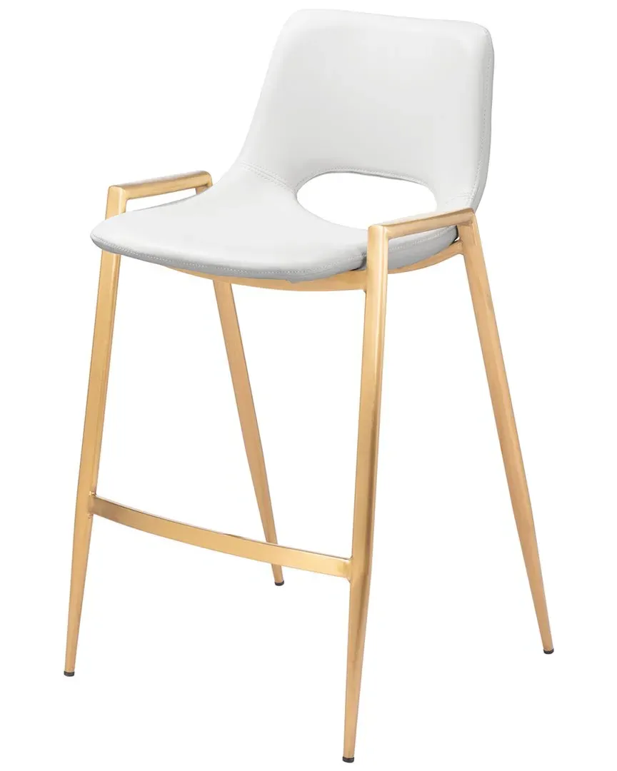Desi Set of 2 Counter Stools - White, Faux Leather