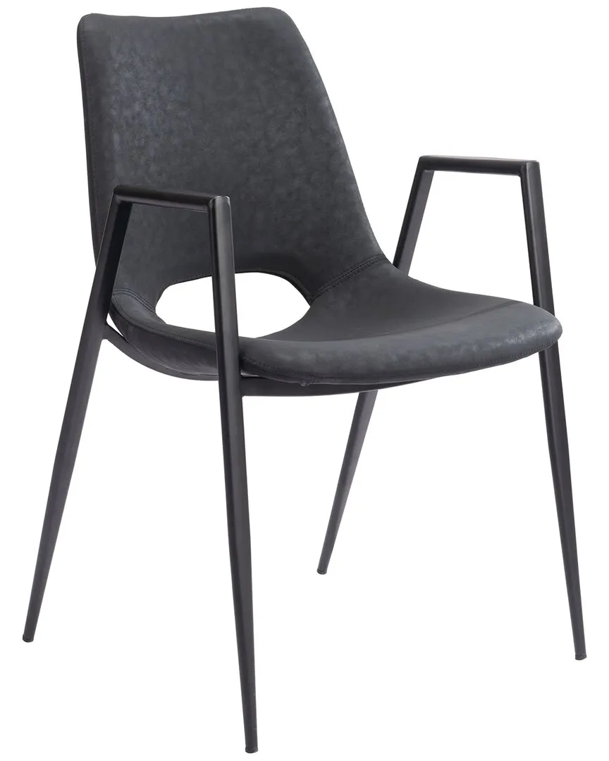 Desi Set of 2 Dining Chairs - Black, Faux Leather image