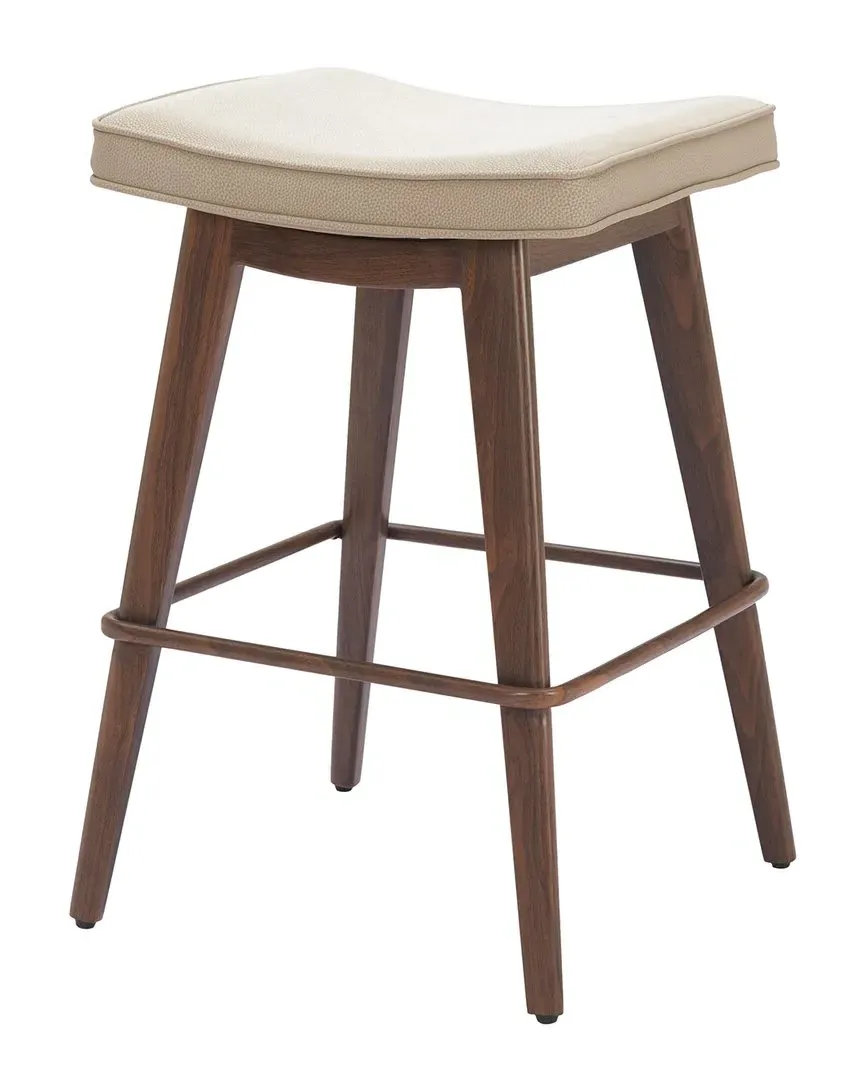 Divat Set of 2 Counter Stools - Beige & Walnut, Fabric