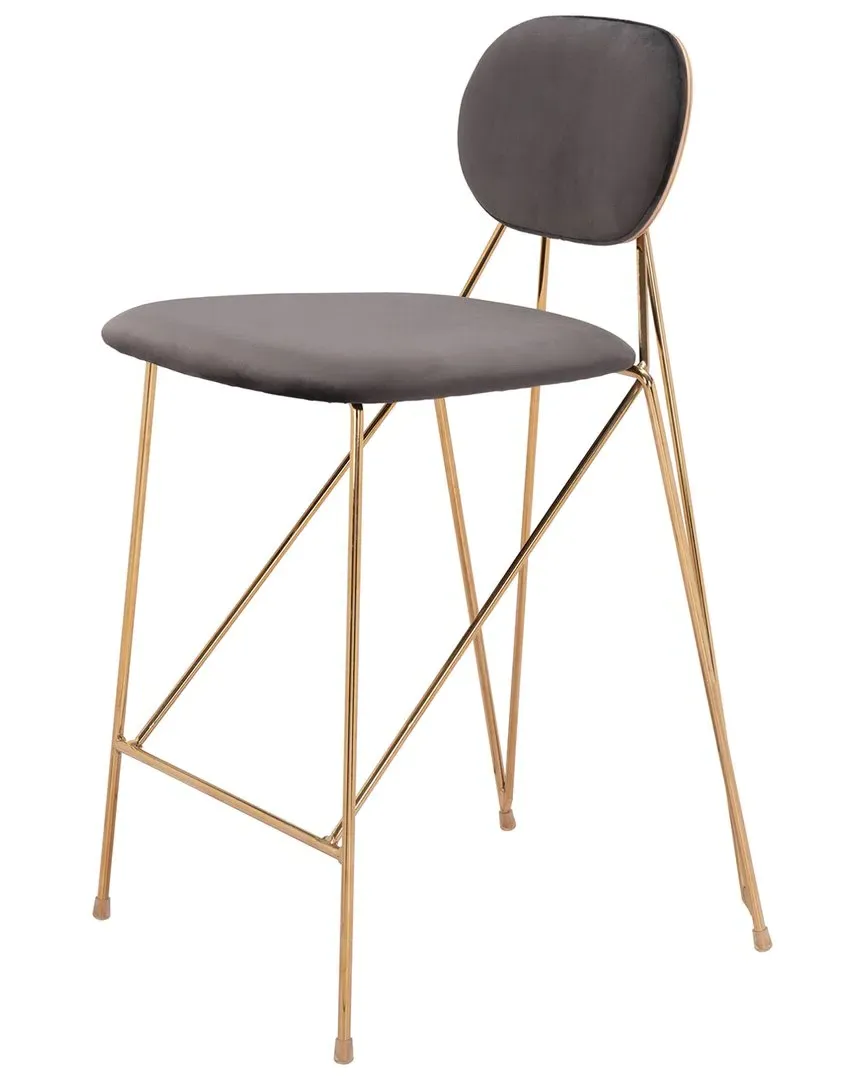 Georges Set of 2 Counter Stools - Grey & Gold, Steel