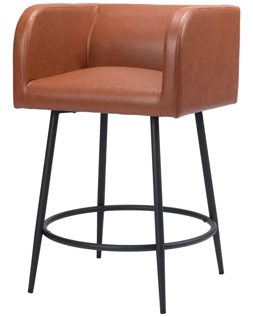 Horbat Set of 2 Counter Stools - Brown, Vinyl