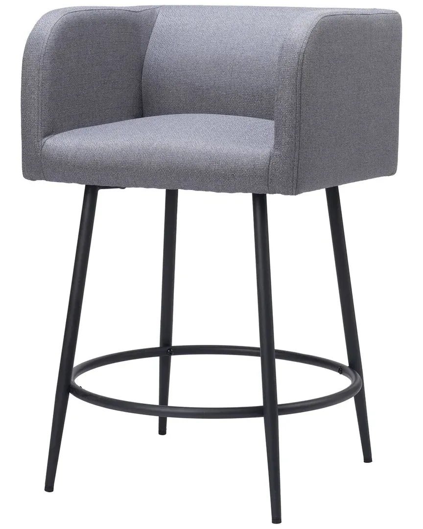 Horbat Set of 2 Counter Stools - Grey, Poly Linen