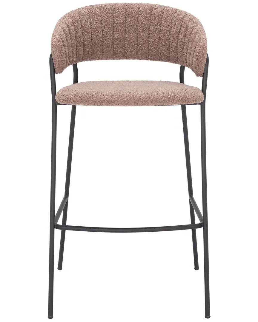 Josephine Set of 2 Bar Stools - Brown, Boucle