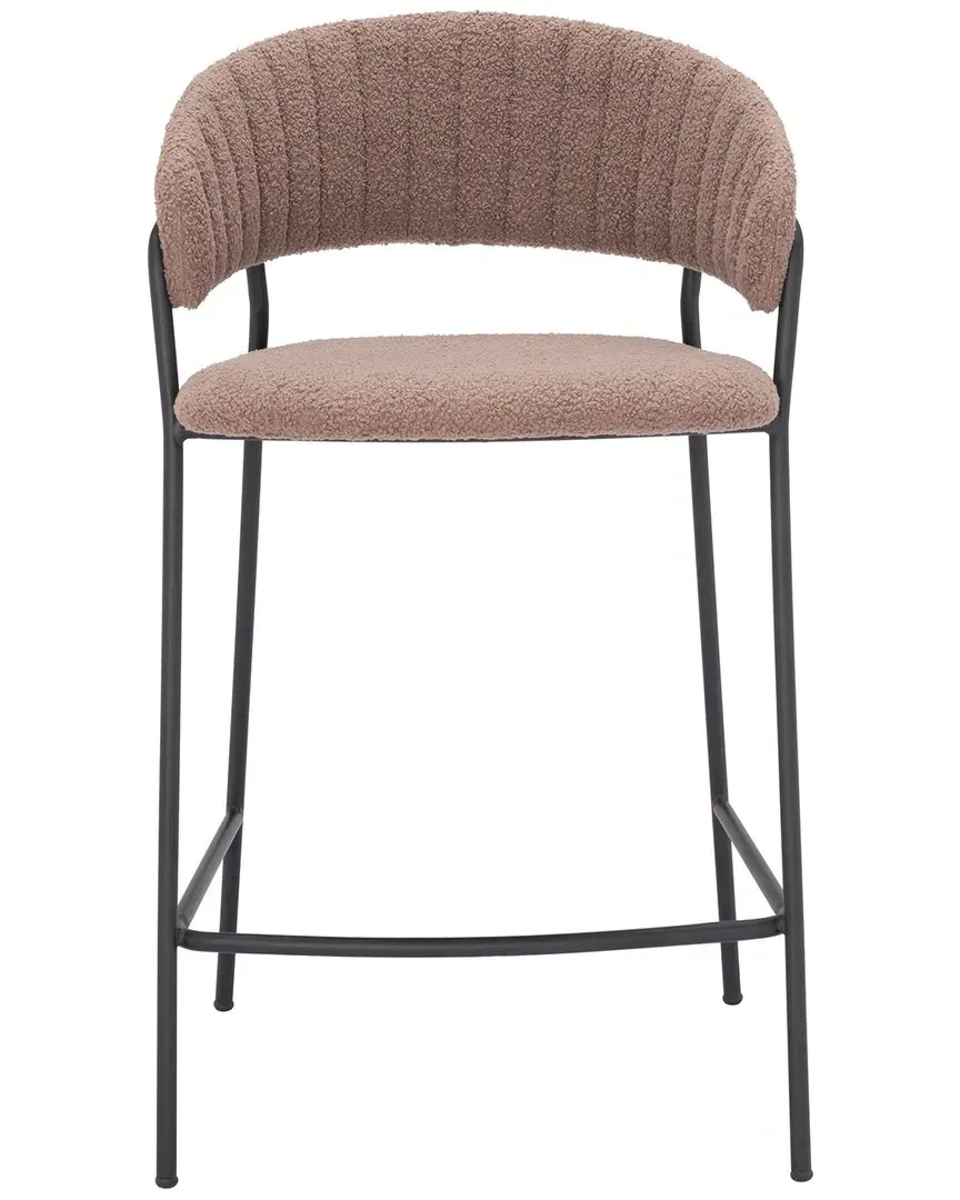 Josephine Set of 2 Counter Stools - Brown, Boucle