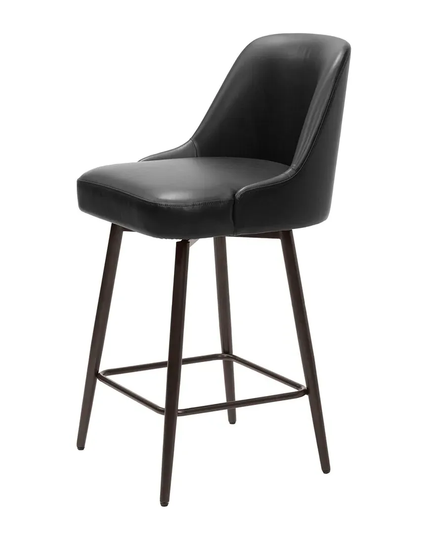 Keppel Swivel Counter Stool - Black, Vinyl
