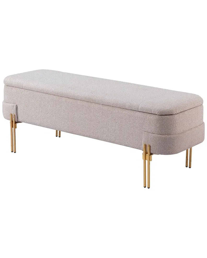 Lebreton Storage Bench - Oatmeal Beige, Velvet image