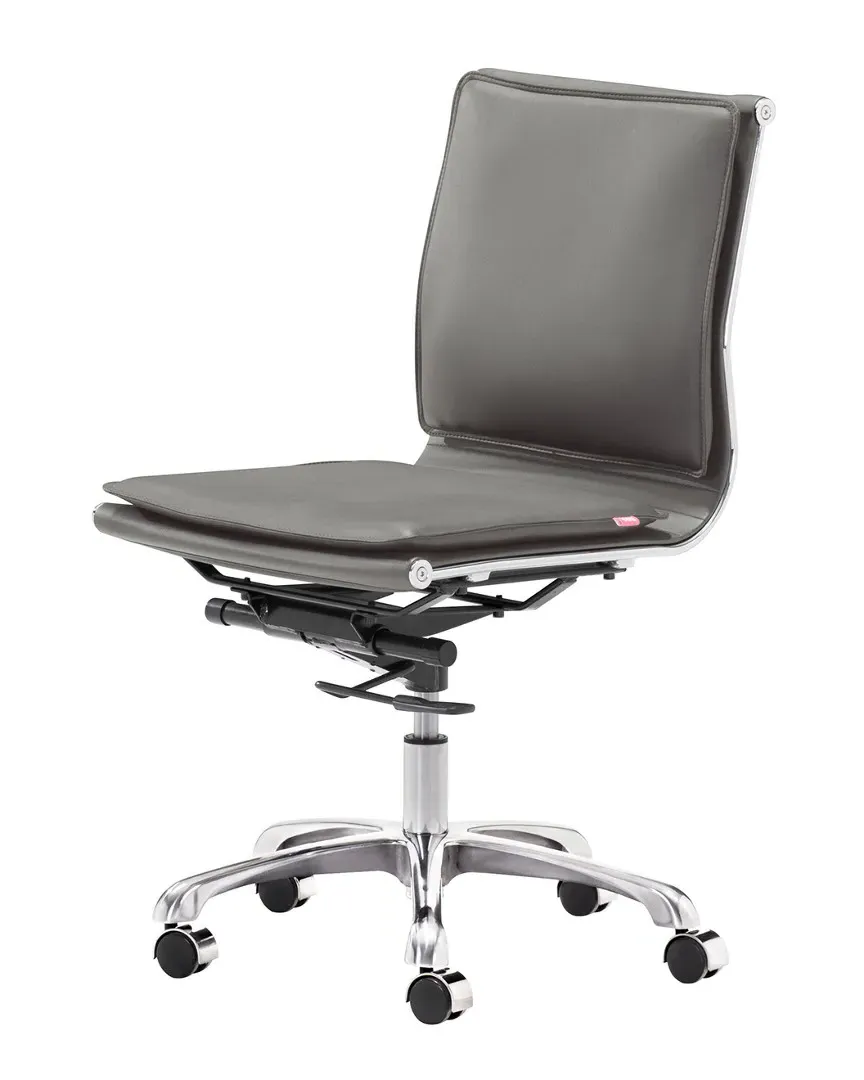Lider Plus Armless Office Chair - Grey, Chrome Steel