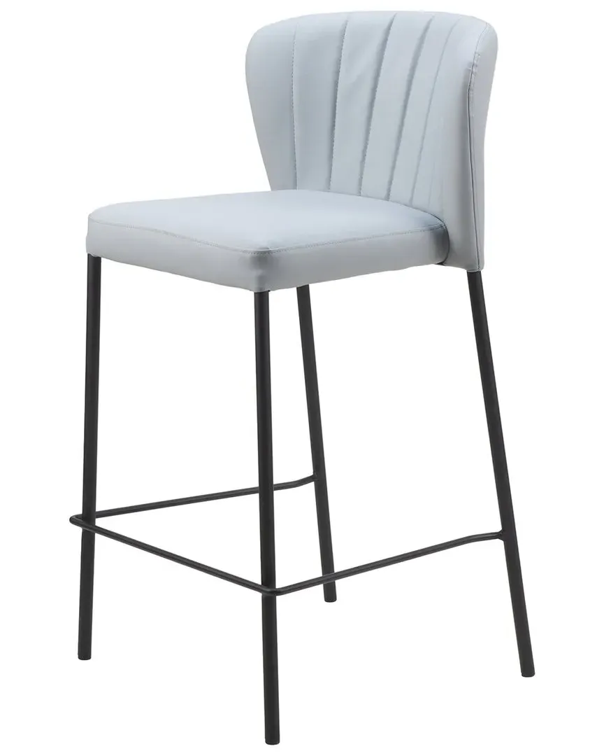 Linz Set of 2 Counter Stools - Grey, Polyurethane