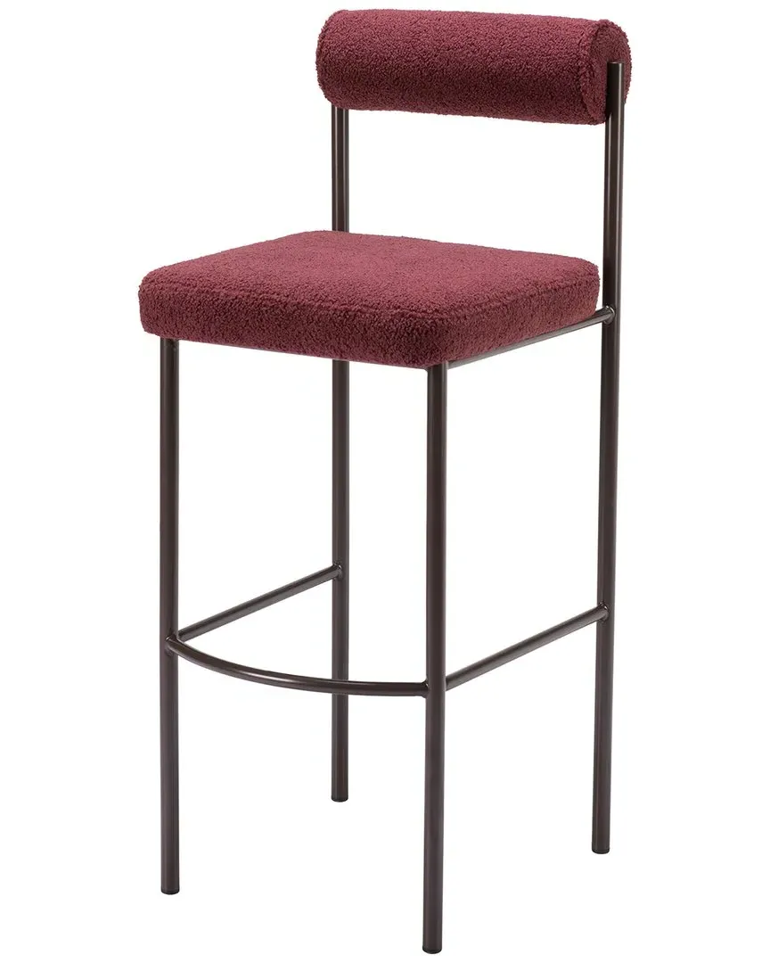 Livorno Set of 2 Barstools - Red, Teddy Fabric