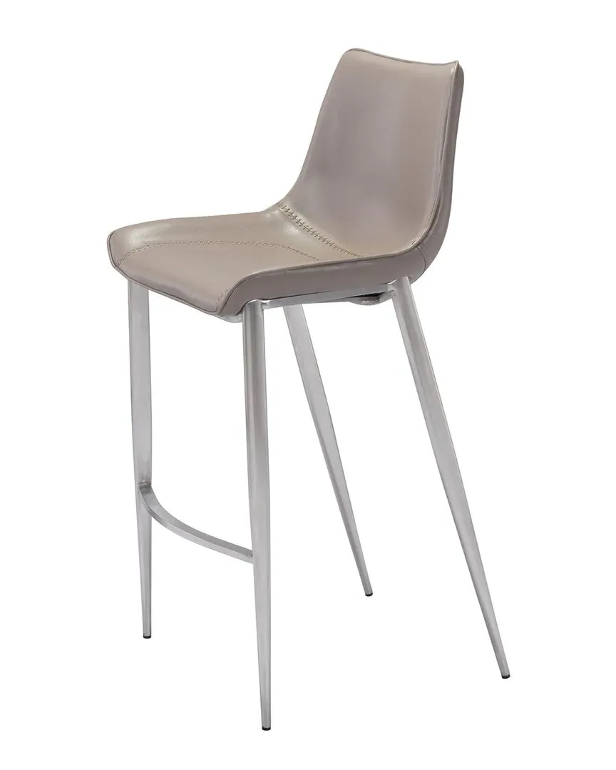 Magnus Bar Chair Set of 2 - Grey, Faux Leather