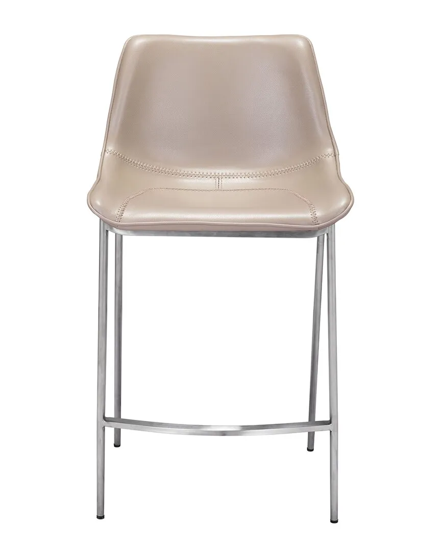 Magnus Counter Chair Set of 2 - Grey, Faux Leather