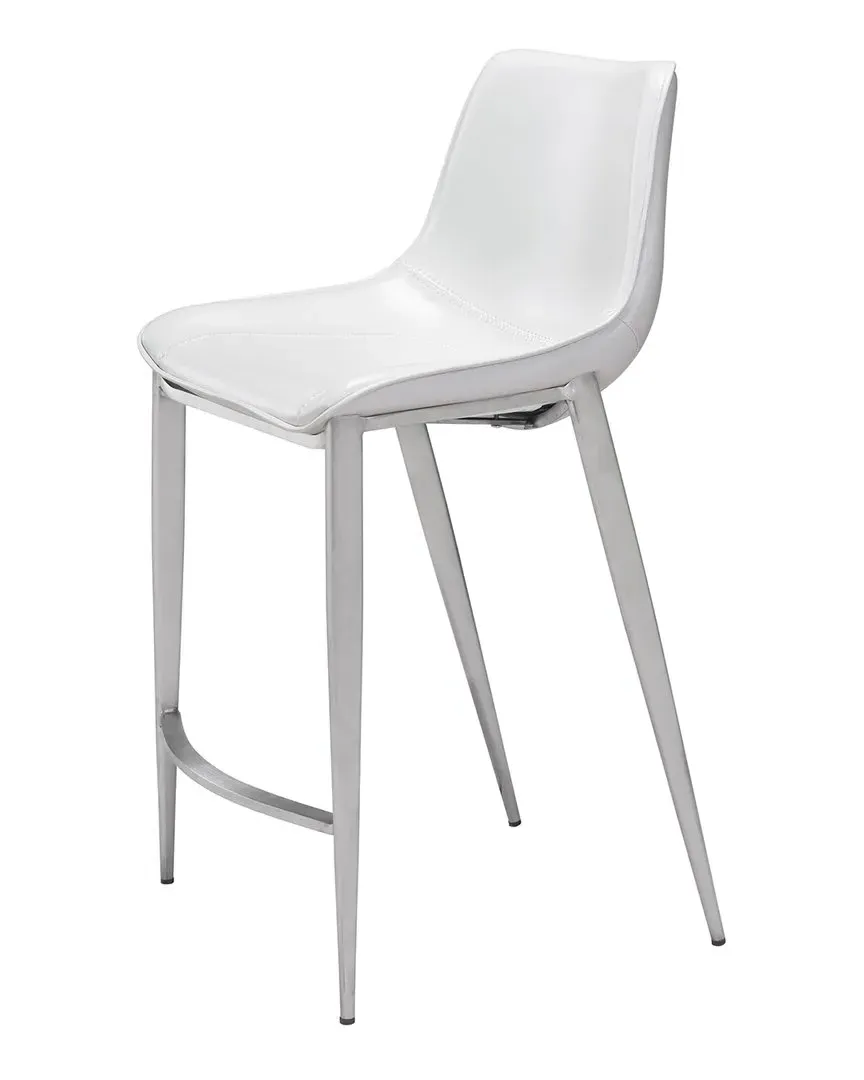 Magnus Counter Chair Set of 2 - White, Faux Leather