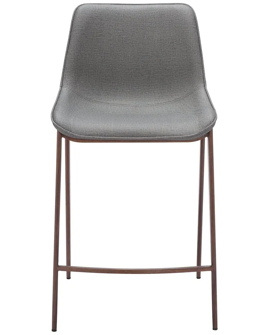 Magnus Counter Stools Set of 2 - Slate Gray, Faux Leather